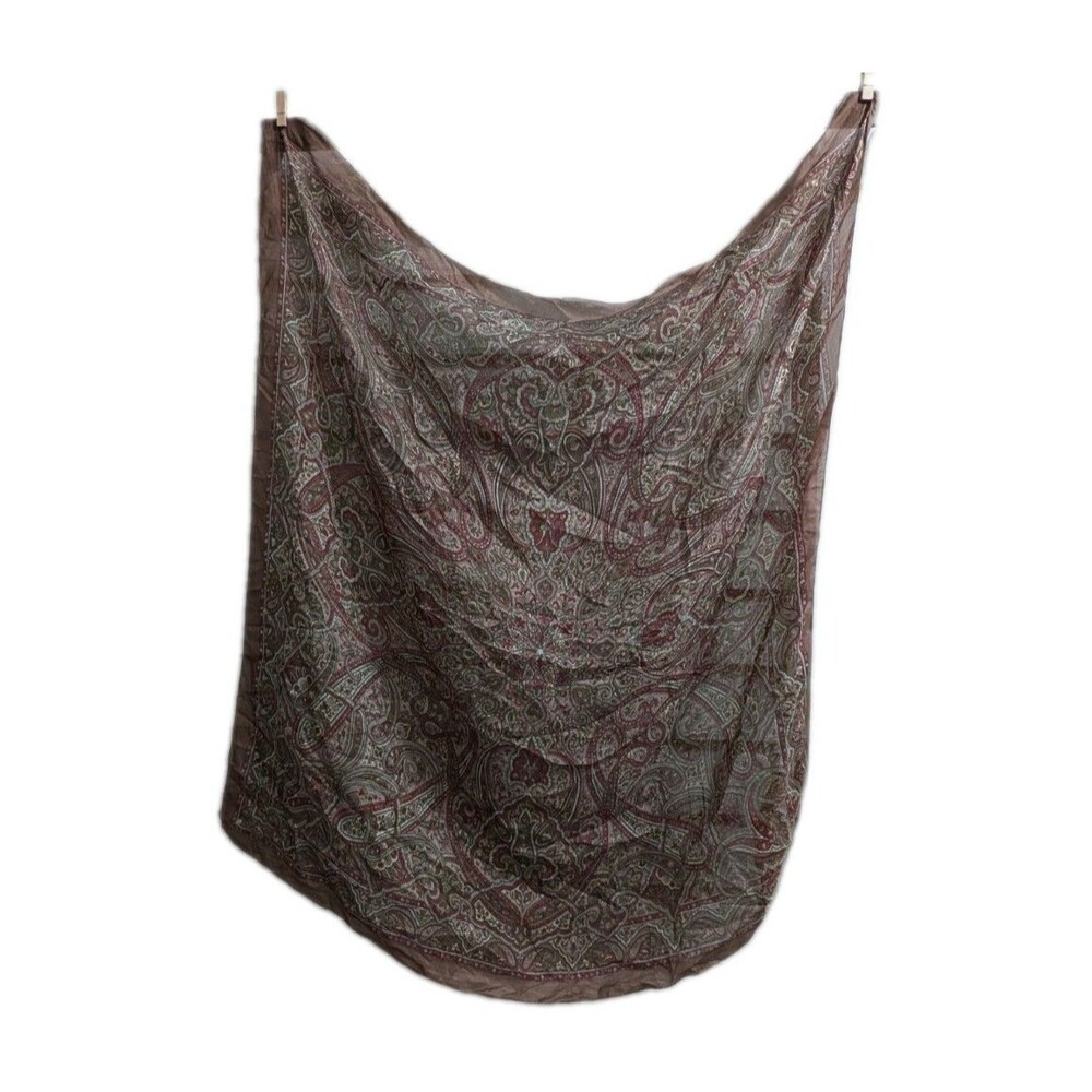 Headcovers 100% Silk Sheer Paisley Oversized 38x38 Square Wildrag Scarf Flaw - Picture 2 of 5